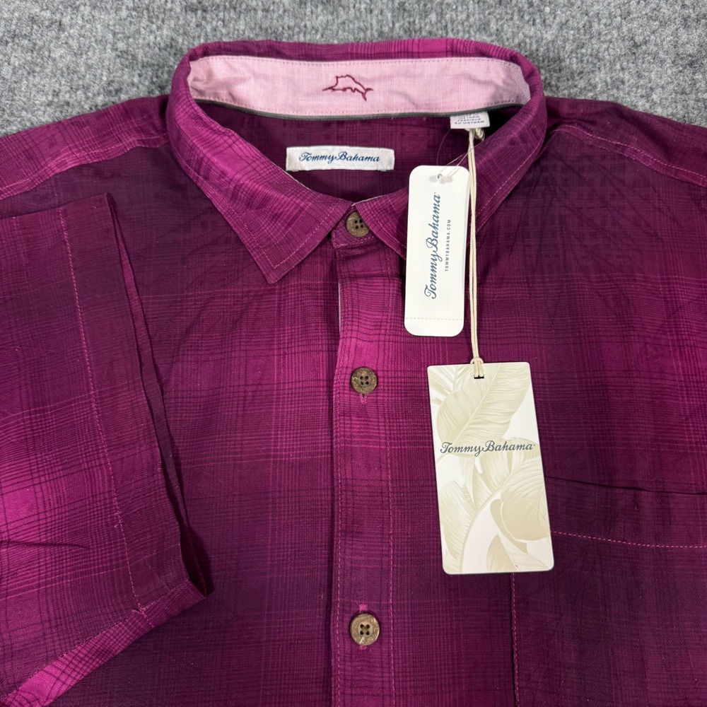 Tommy Bahama Madera Ombre Shirt Mens XL Purple Silk SS Button Front NWT